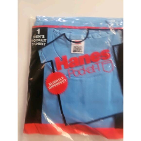 Vtg 1987 Hane Pocket-T Men's Tee Shirt Red- & B Slightly Imperfect Size L Sealed - Picture 2 of 11